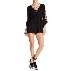 RAGA Anthropologie Boho Romper Embroidered Shorts